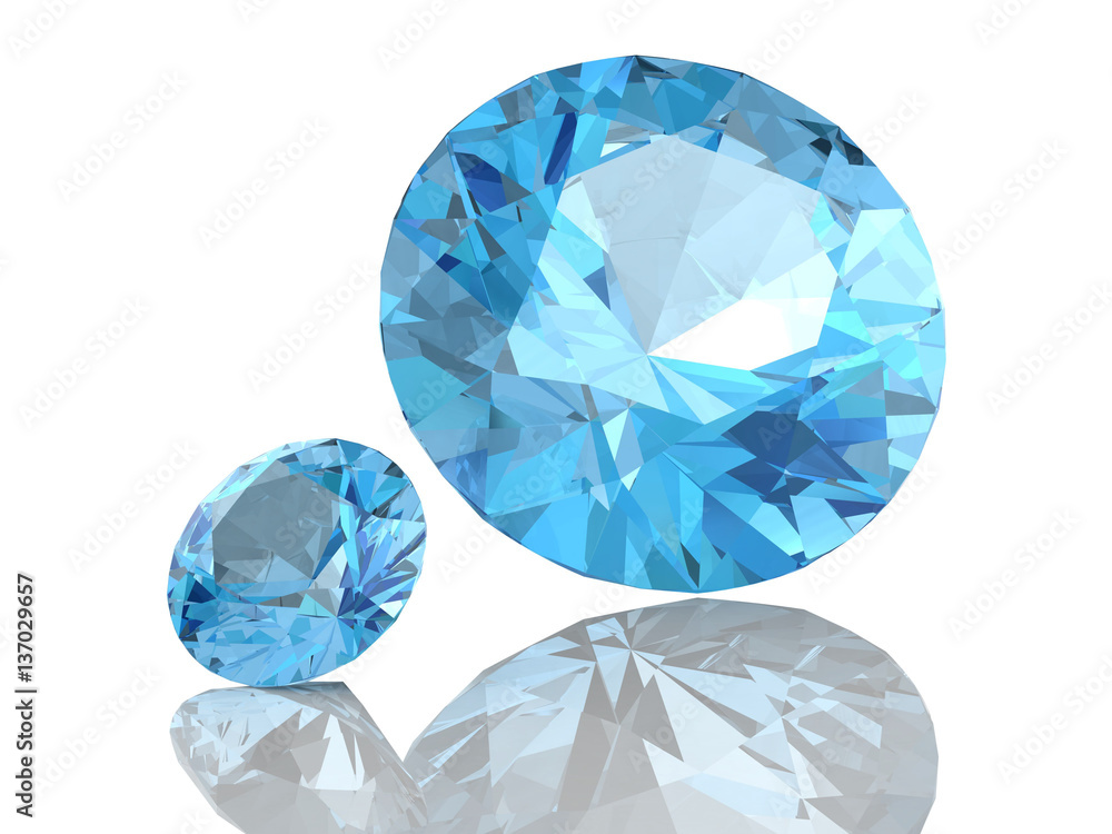 aquamarine on a white background.3D illustration aquamarine on a white background.3D illustration