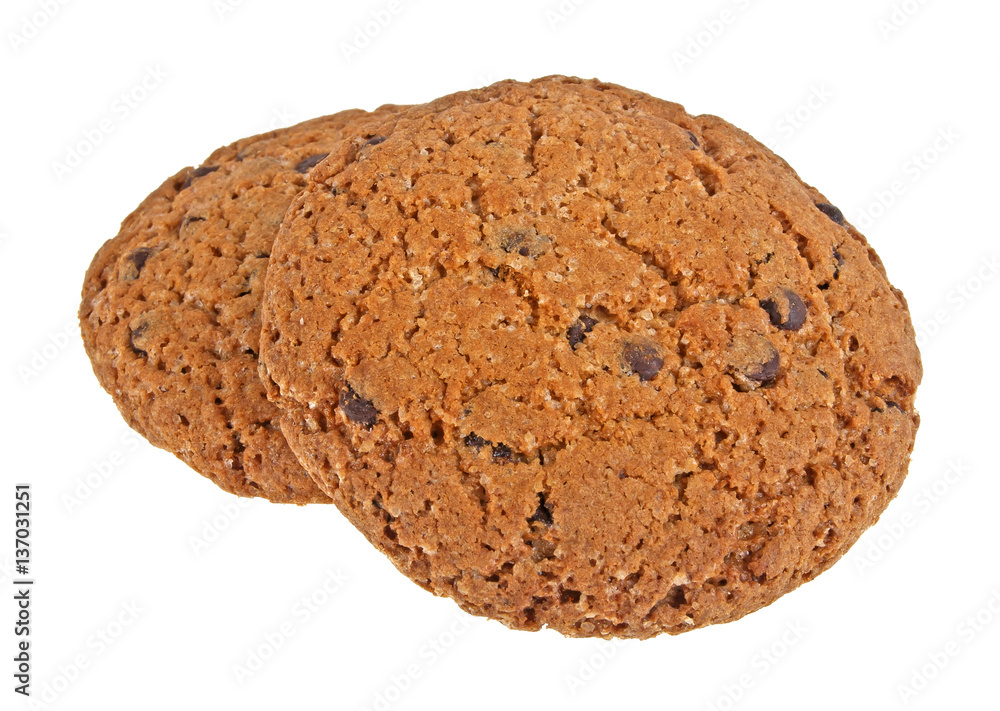Chocolate chip cookies isolated on white background Chocolate chip cookies isolated on white background