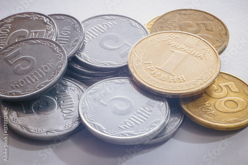 Ukraine coins isolated on white