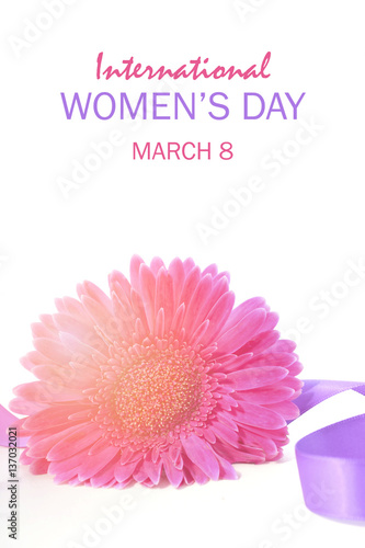 International Womens Day Flower and purple ribbon