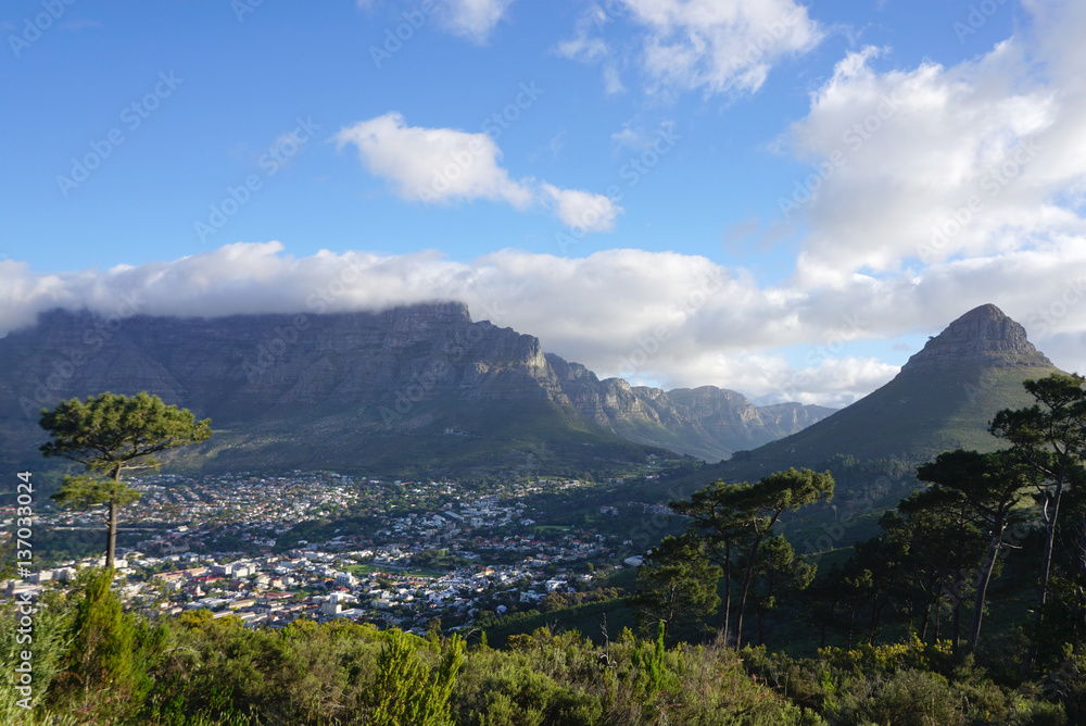 Beautiful landscape of the cape town with famous table mountain