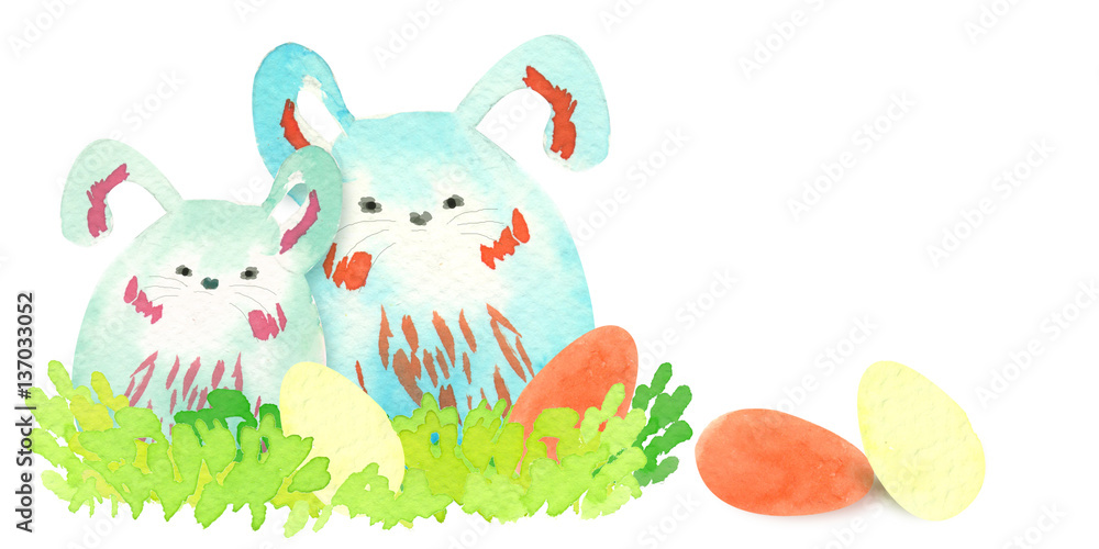 Easter bunnies with eggs