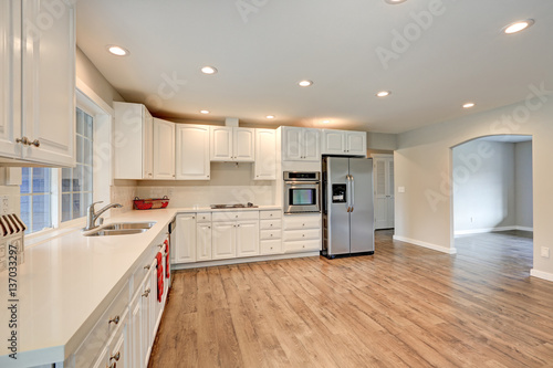 New kitchen interior with white cabinets