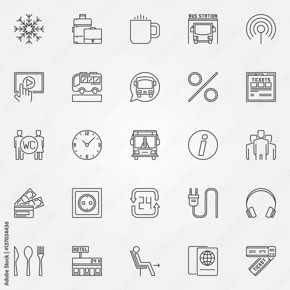 Bus icons set Bus icons set