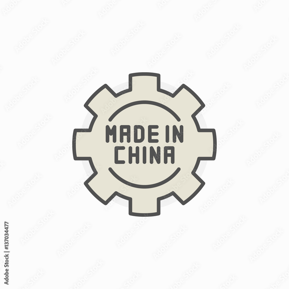 Made in China gear colored icon Made in China gear colored icon