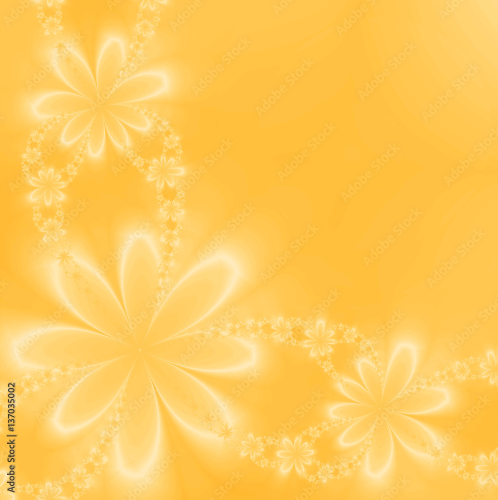 Abstract flowers on a yellow background. Fractal