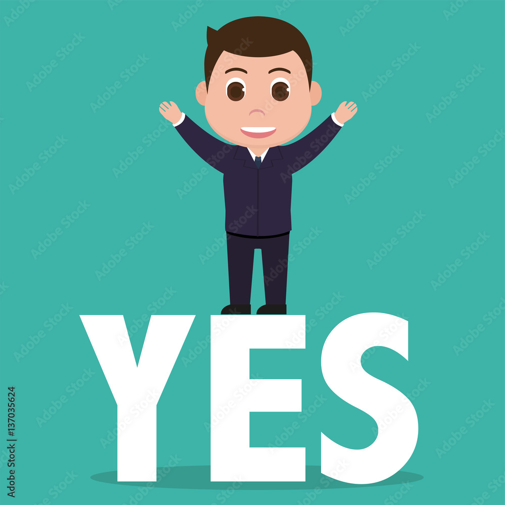 Positive business man, yes vector Positive business man, yes vector