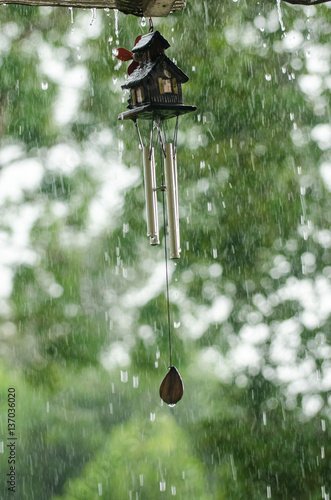 Canvas Print wind chime in rainy day
