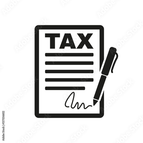 Tax form icon. Charge, contribution symbol. Flat design. Stock - Vector illustration