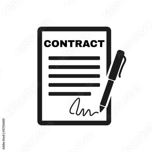 The contract icon. Agreement and signature, pact, accord, convention symbol. Flat Vector illustration