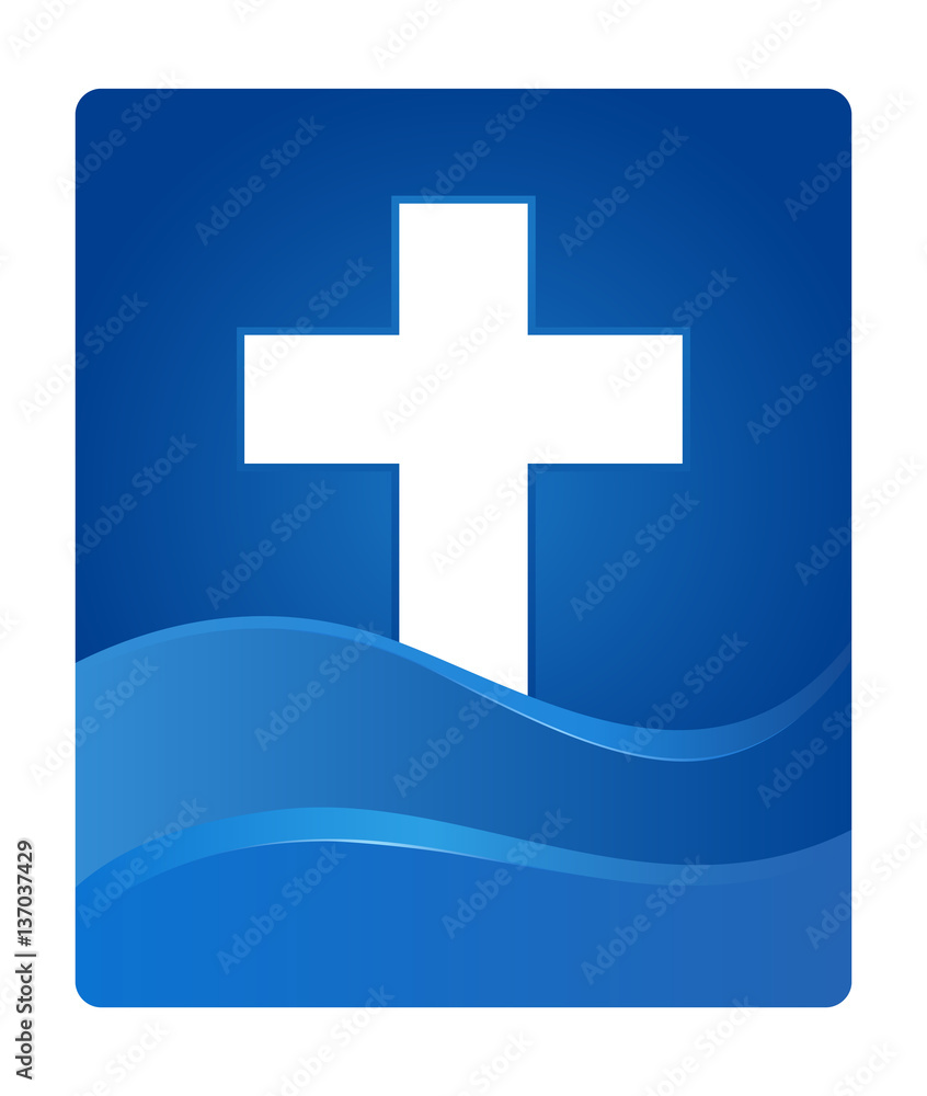 Fototapeta premium Blue Gradient Christianity Cross Symbol