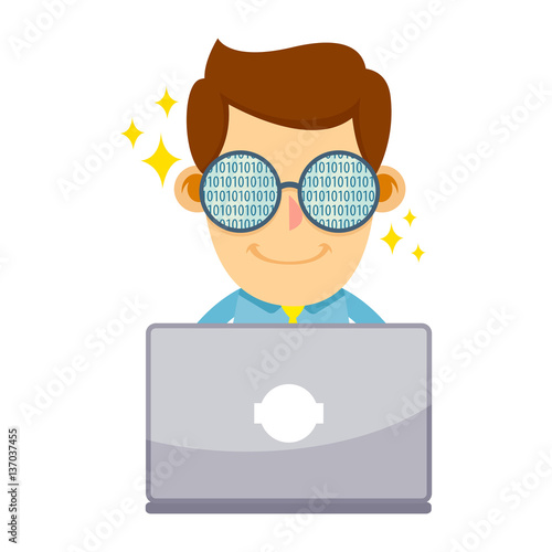 Businessman In Front of Laptop Typing Codes