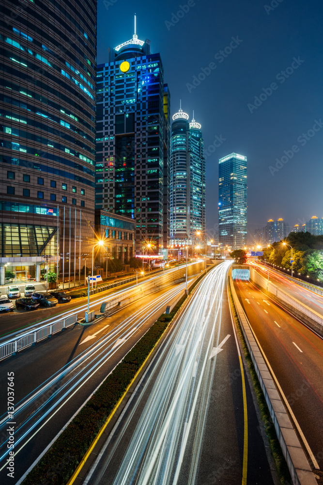 Fototapeta premium urban traffic with cityscape in city of China.