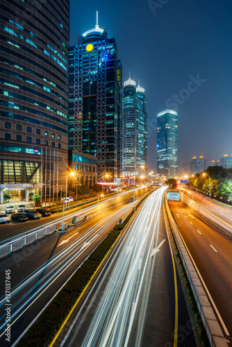 urban traffic with cityscape in city of China.