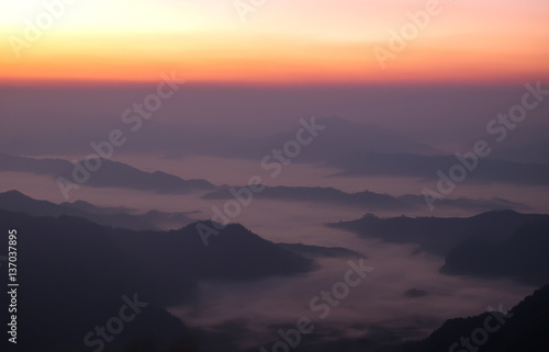 Landscape sunrise in nature at Pha Tang in Chiang rai,Thailand