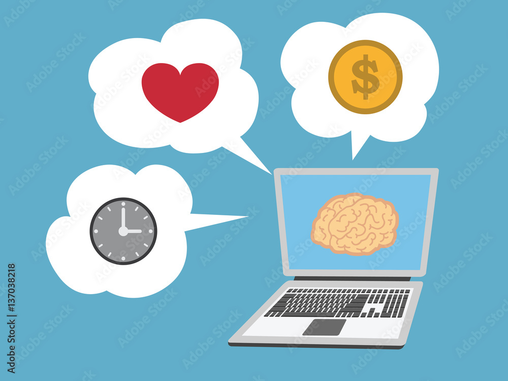 laptop brain creative .vector illustration. laptop brain creative .vector illustration.