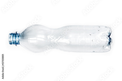Top View Empty Plastic Bottle Isolated on White Background