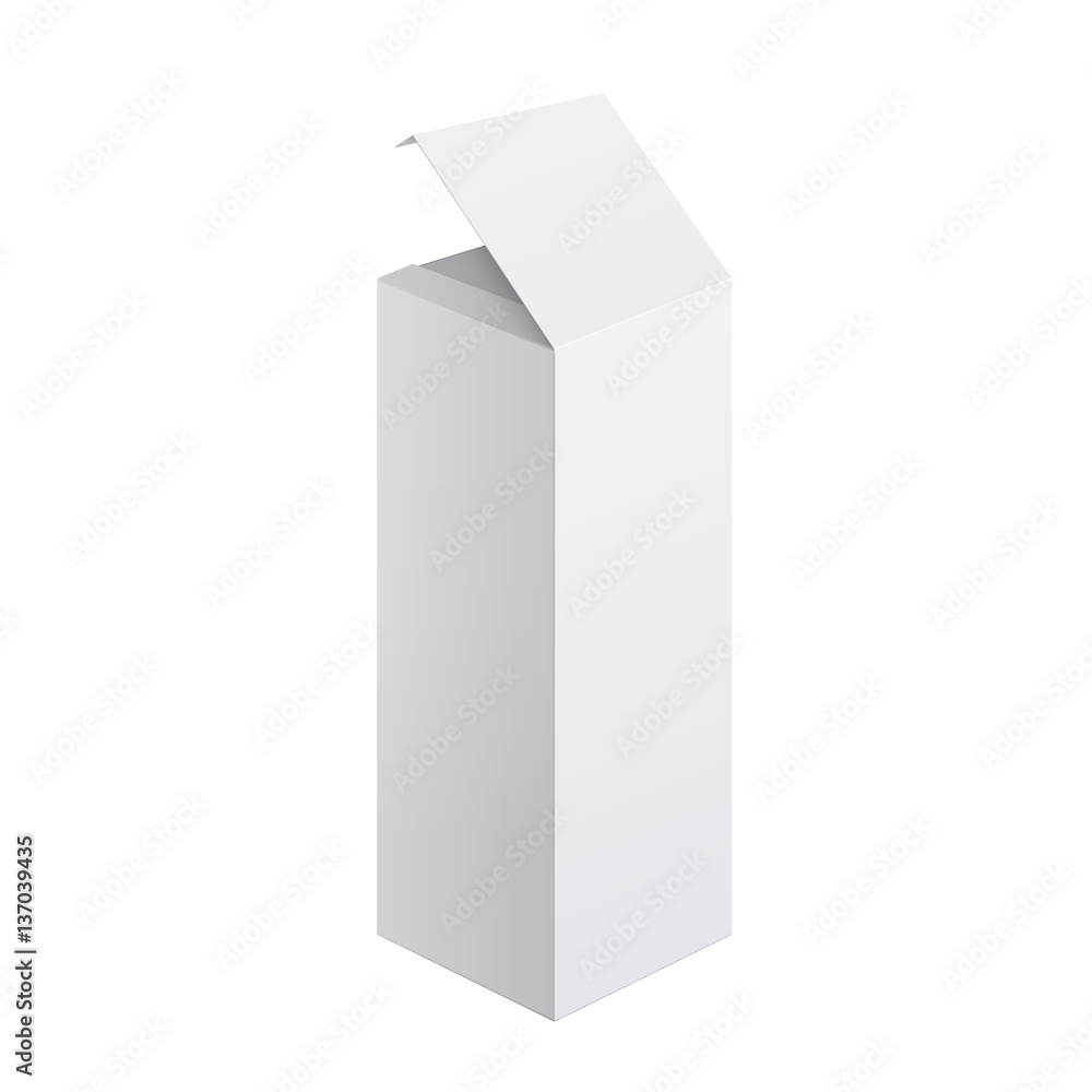 Cool Realistic White Package Cardboard Box Opened. Cool Realistic White Package Cardboard Box Opened.