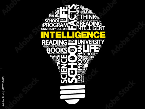 Intelligence bulb word cloud, business concept