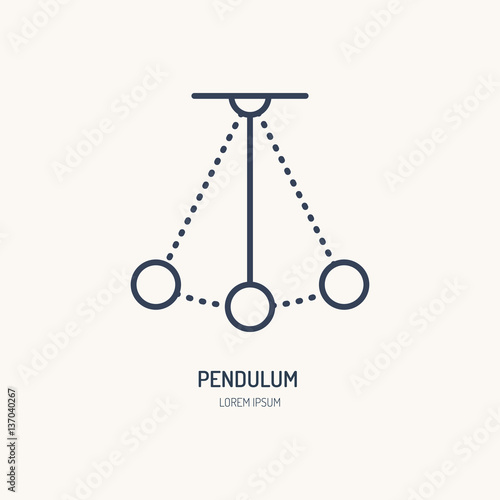 Simple pendulum vector line icon. Physics sign. Perpetuum mobile logo. photo