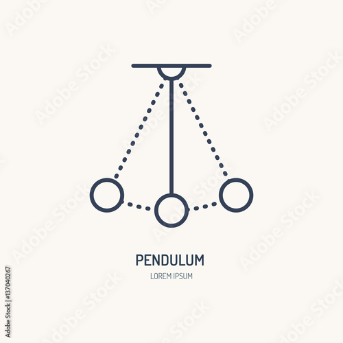 Simple pendulum vector line icon. Physics sign. Perpetuum mobile logo.