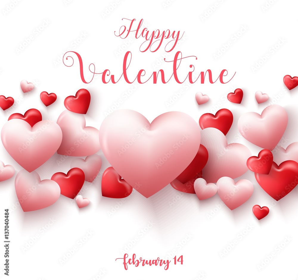 Happy valentines day background with hearts balloon isolated on white background Happy valentines day background with hearts balloon isolated on white background