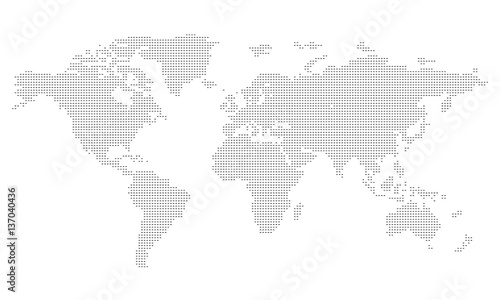 Pictogram - World map, Line, Stroke, Dash, medium - Object, Icon, Symbol