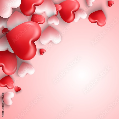 Happy valentines day background with hearts balloon in pink background
