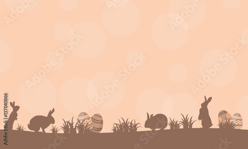 Vector flat of easter egg with bunny landcape