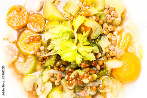 Vegetable Soup Detail with Lentils and Carrot