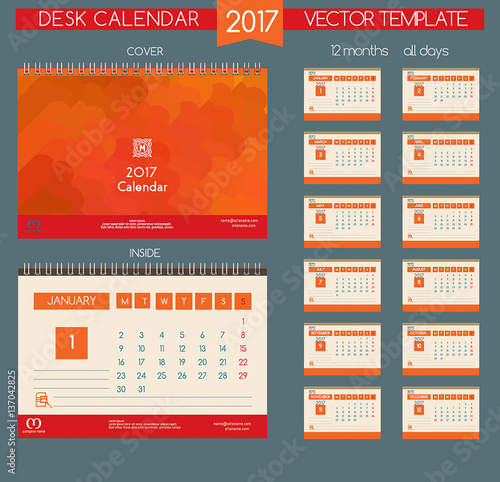 Calendar 2017. Vector Templates all months.