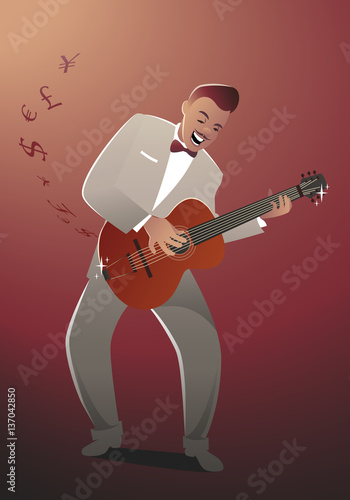 Money Melody. Guitar player playing a song that sounds like money