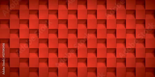 Volume realistic vector texture  cubes  red geometric pattern  design wallpaper