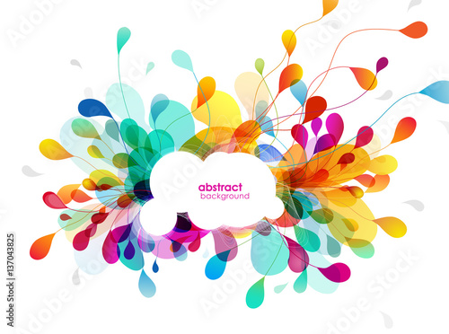 Abstract colored background with leafs and communication bubble