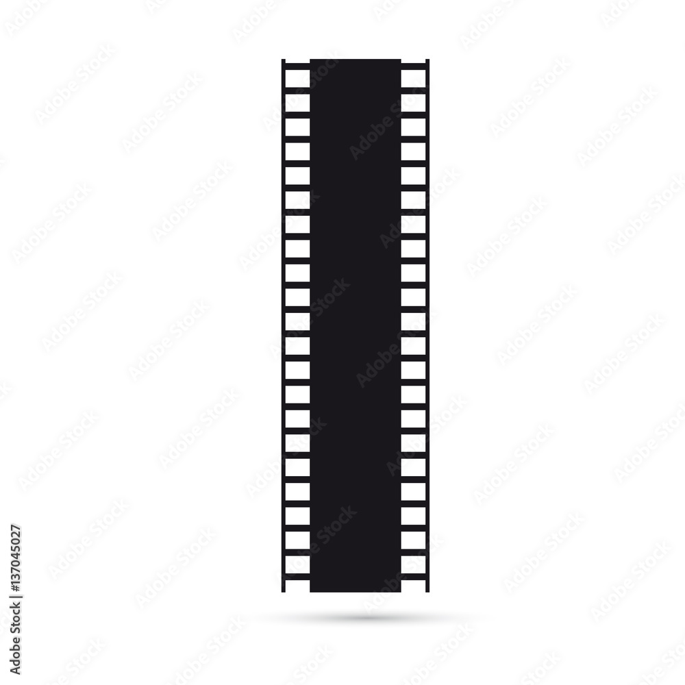 Film strip black icon vector. Black icon on white background.