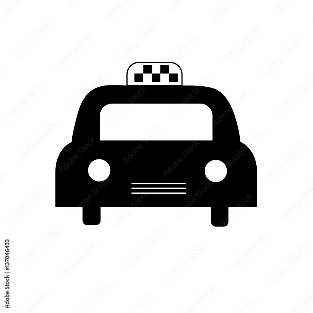 Icon black taxi on white background