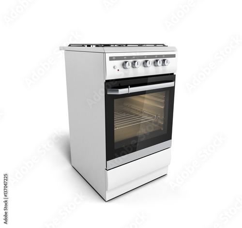 Gas stove 3d render isolated on a white background