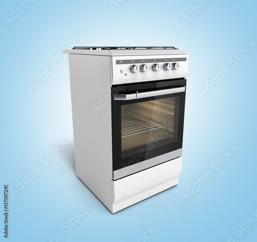 Gas stove 3d render on blue background