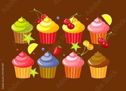 set fruit cupcakes