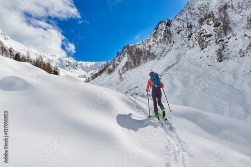 Girl makes ski mountaineering uphill alone