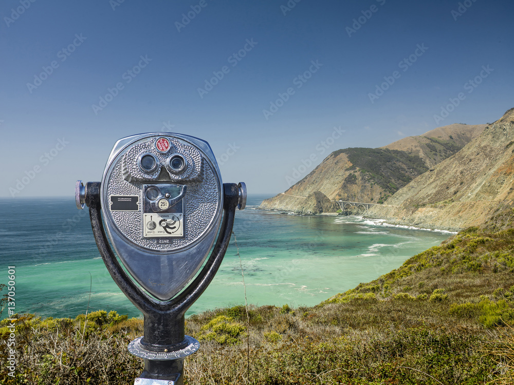 Binocular viewer at big sur, california, usa Binocular viewer at big sur, california, usa