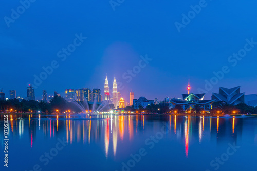 Night view of Kuala Lumpur city skyline