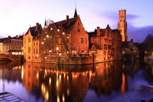 Sunset photo of Bruges City in Belgium