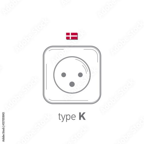Sockets icon. Type K. AC power sockets realistic illustration. Different type power socket set, vector isolated icon illustration for different country plugs.