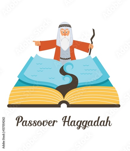 abstract passover story haggadah book. Mozes ordering let my people go out of Egypt. vector and illustration