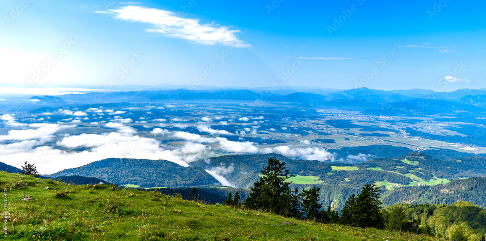 Slovenia scenic mountain landscape shot at Krvavec
