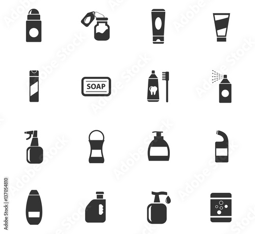 household chemicals icon set