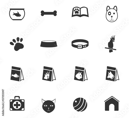 goods for pets icon set