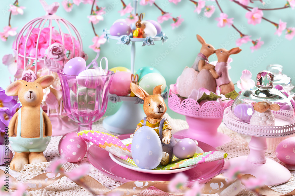 Obraz premium easter table decoration in pastel colors
