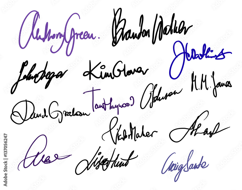 Different type signatures set vector vector de Stock Adobe Stock